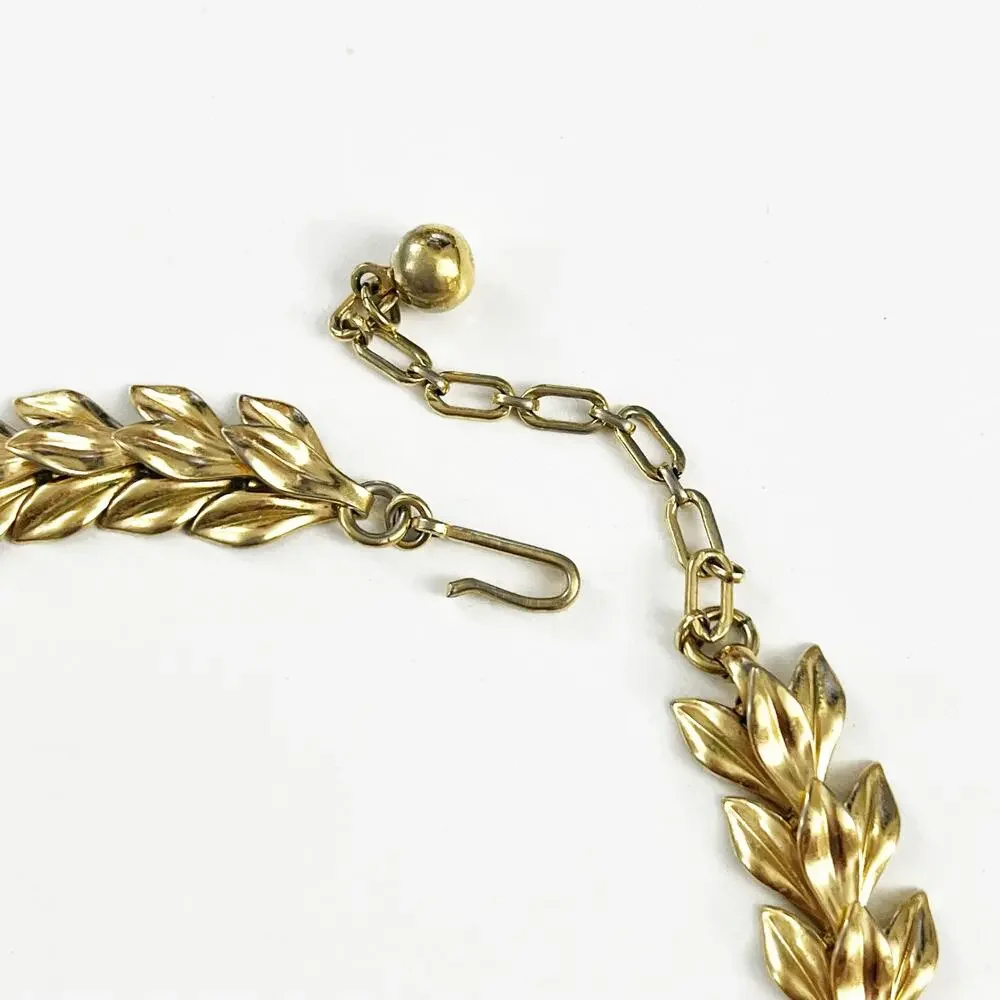 Crown Trifari Vintage Gold Leaf Necklace & Bracelet Set